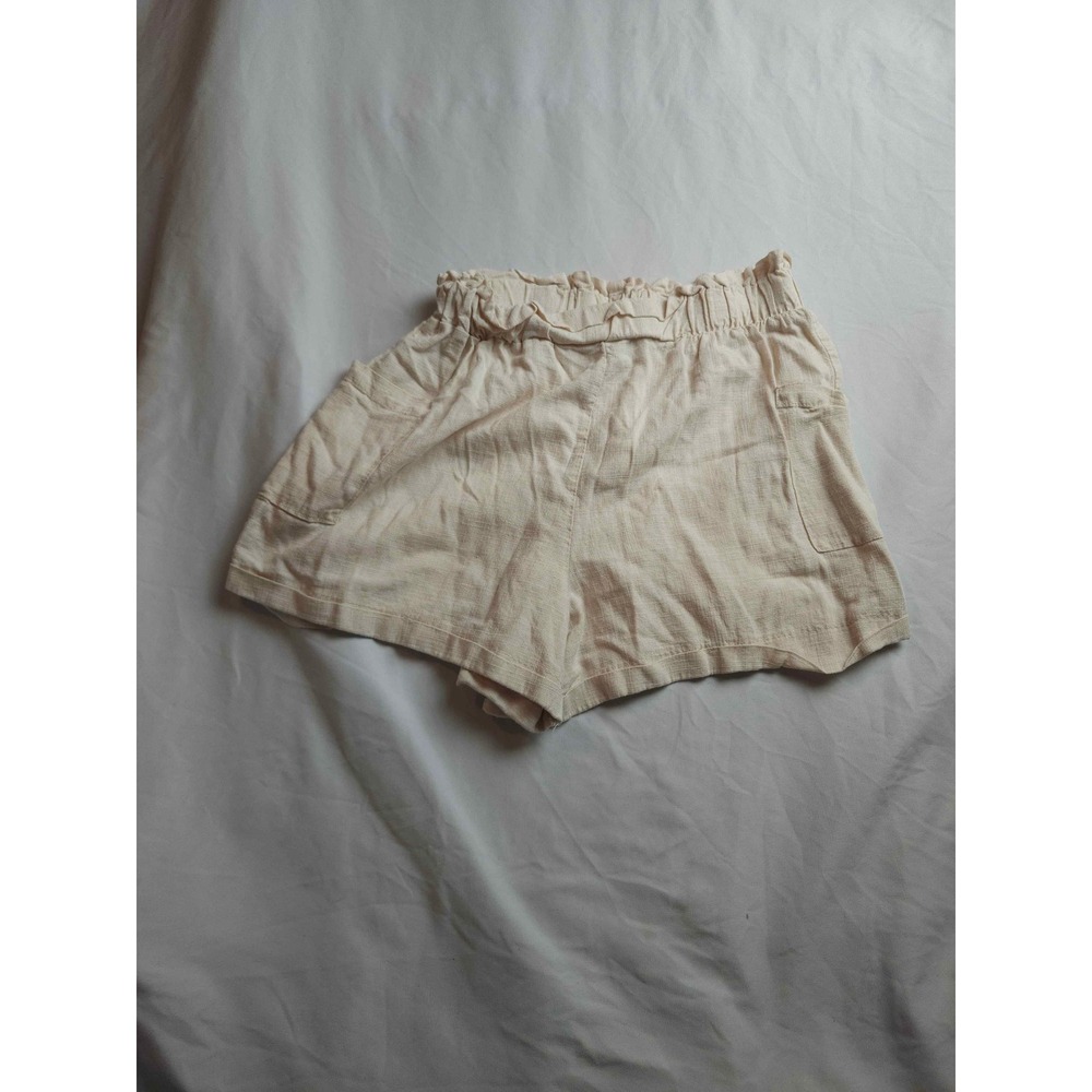 Rachel Paige Cream‎ Beige Paperbag Waist Linen Blend Shorts Medium